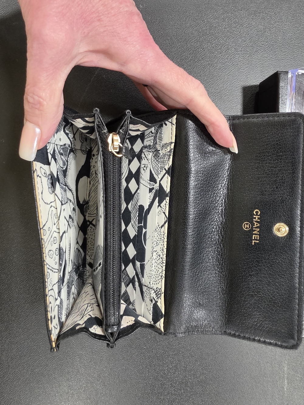 CHANEL Black Compact Flap Wallet W/Box - Picture 5 of 6